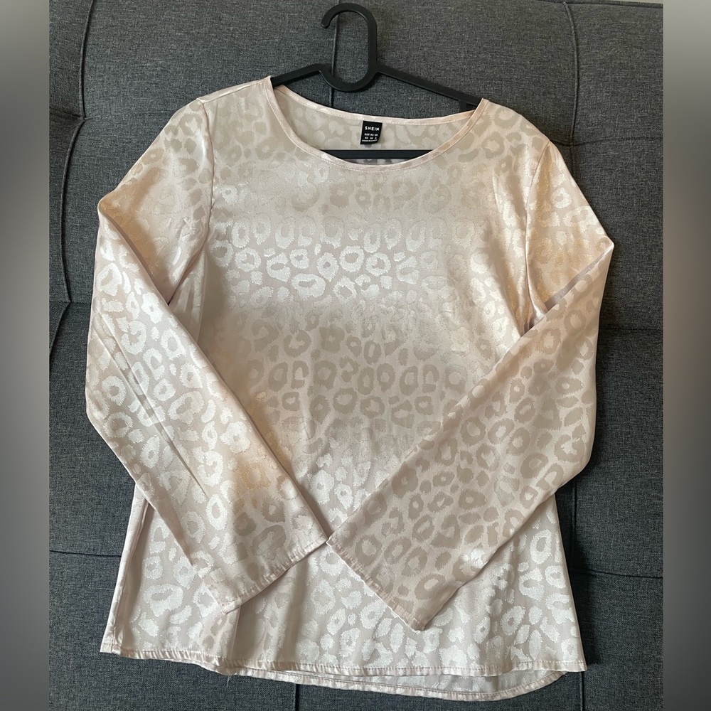 white leopard silky blouse